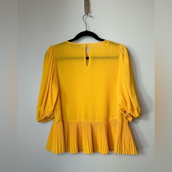 Zara Ruffle Blouse with Pleats in Yellow - Picture 6 of 10